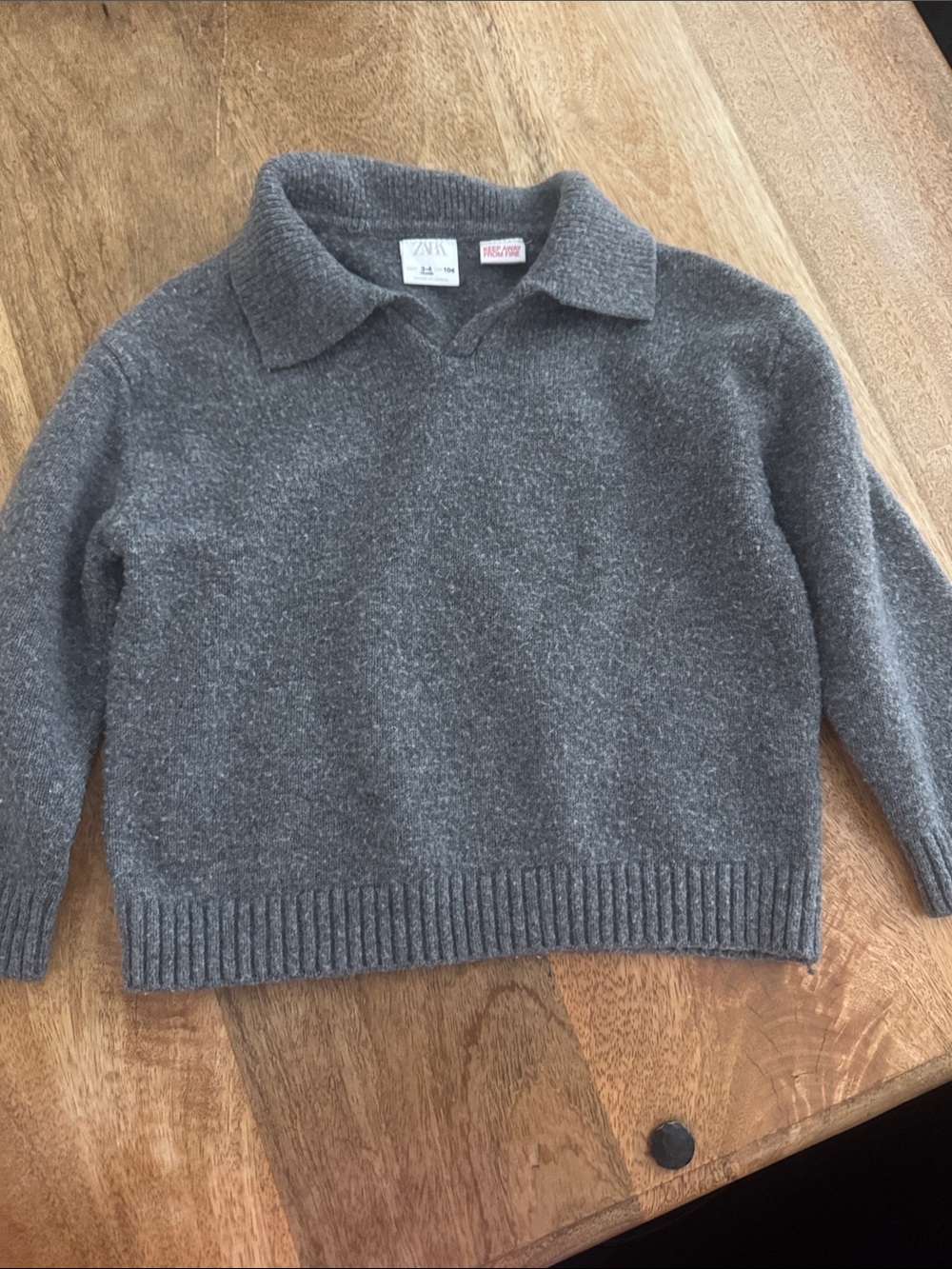 Zara Charcoal Collared Knit Pullover